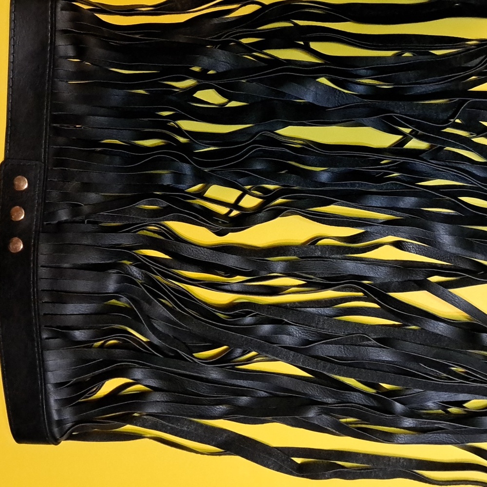 New leather fringe skirt.
